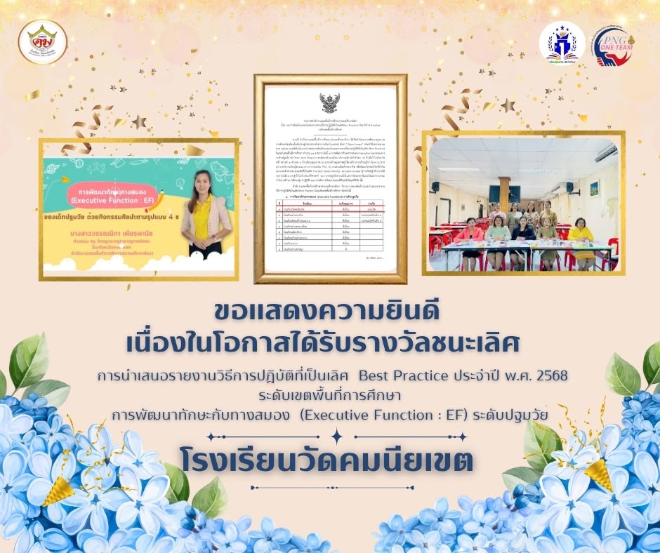 โรงเรียนวัดคมนียเขตได้รับรางวัลชนะเลิศ การนำเสนอรายงานวิธีการปฎิบัติที่เป็นเลิศ  Best Practice ประจำปี พ.ศ. 2568  ระดับเขตพื้นที่การศึกษา